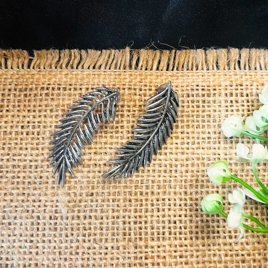 Antique Finishing Oxidised Leaf Earrings