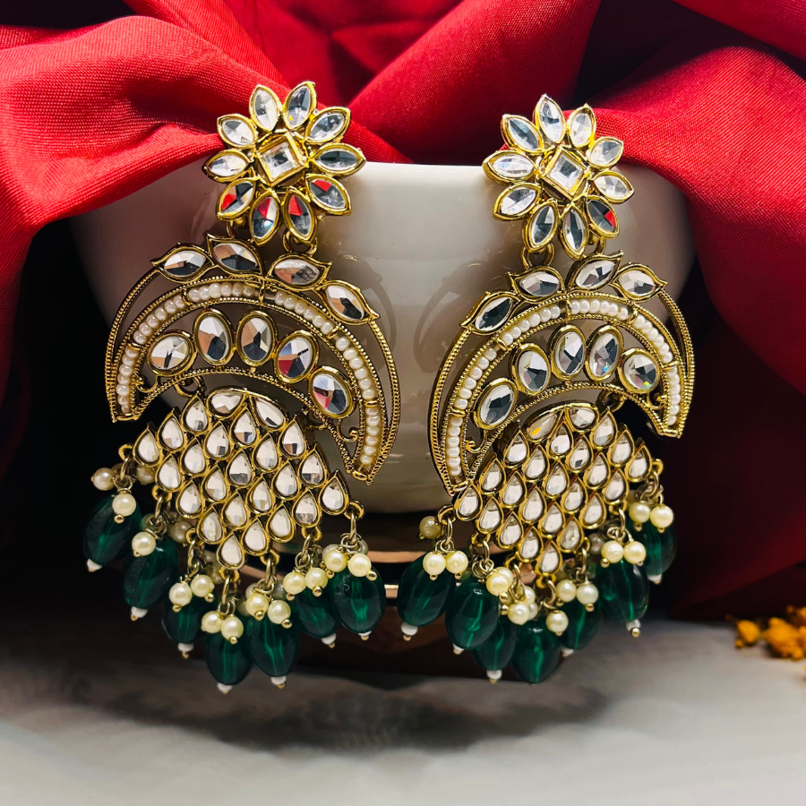 Gold-Toned Designer Chandbali Earrings