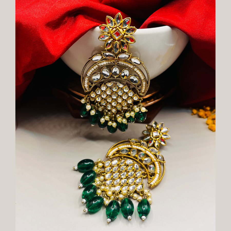 Gold-Toned Designer Chandbali Earrings