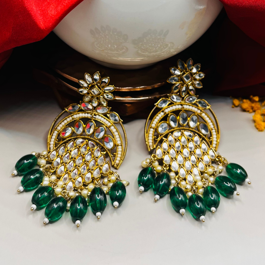 Gold-Toned Designer Chandbali Earrings