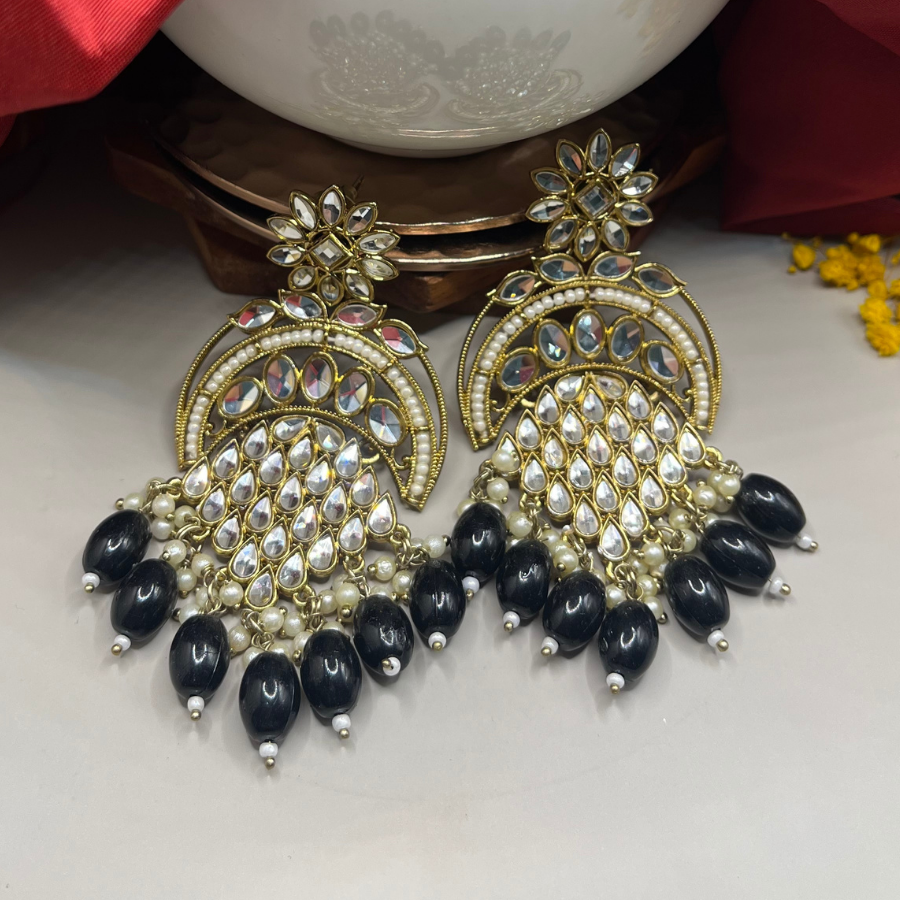 Gold-Toned Designer Chandbali Earrings