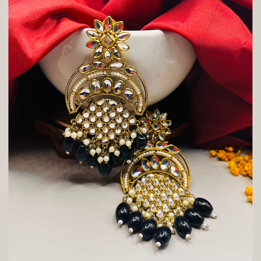 Gold-Toned Designer Chandbali Earrings