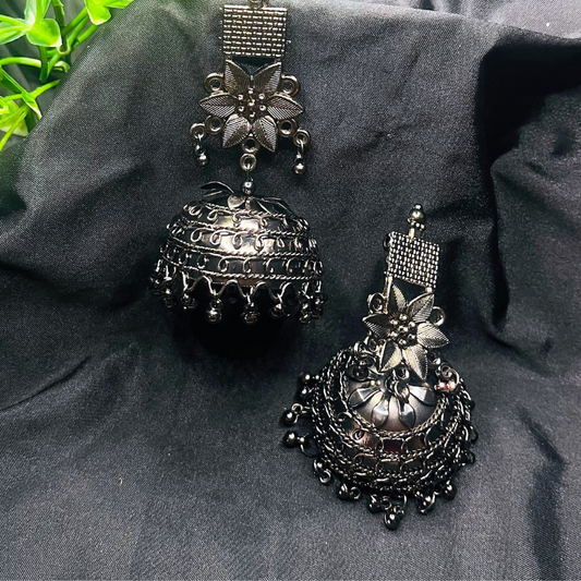 Oxidized Black Jhumka Earrings