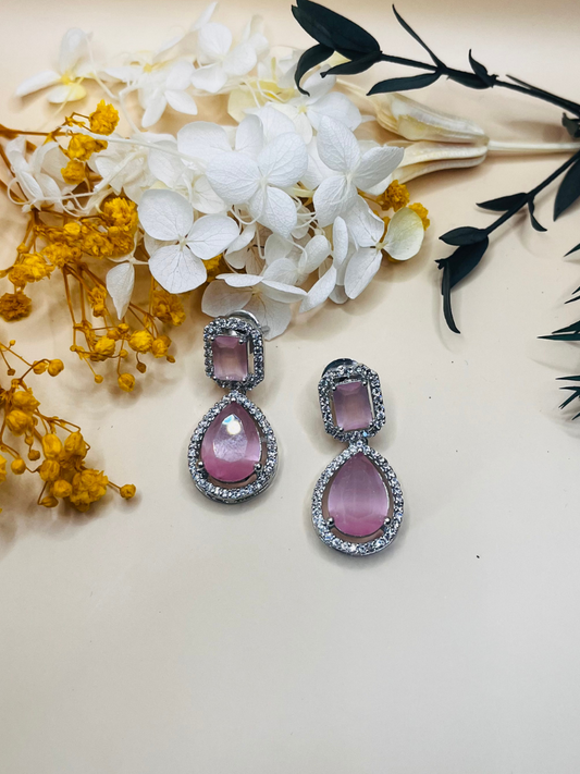 Premium Quality Pink AD Stone Earrings