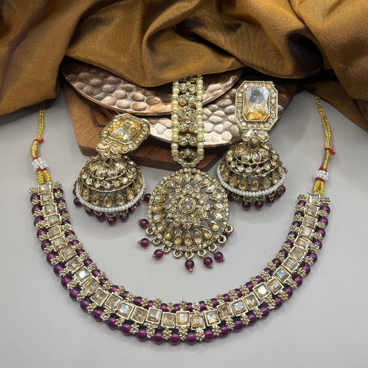 Designer Choker Set with Maang Tikka