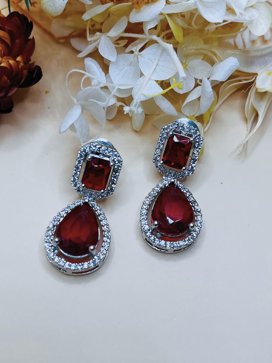 Premium Quality Red AD Stone Earrings