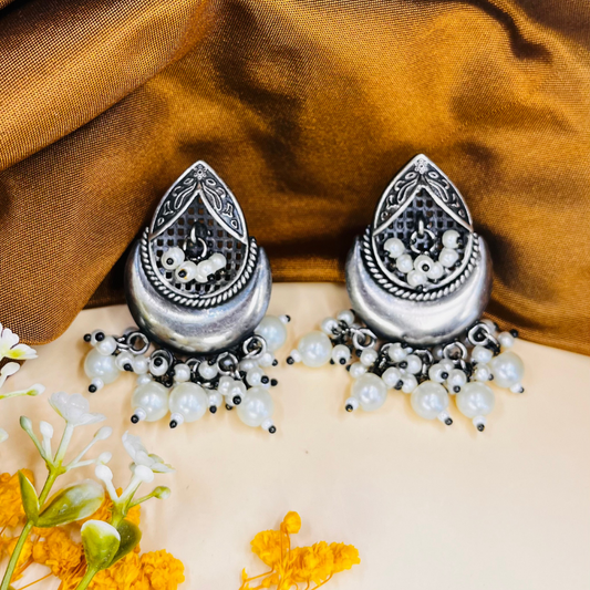 Vintage Silver Chandbali Earrings