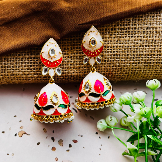 Classy Meenakari Dome Jhumkas Earrings