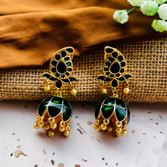 Emerald Jhumkas Earrings