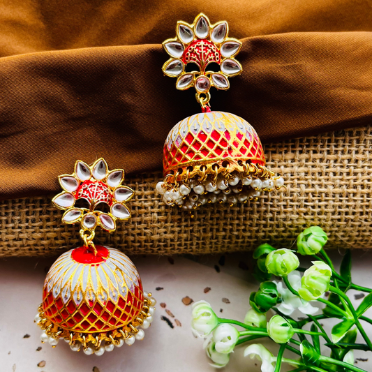 Gold plated Contemporary Jhumkas Earrings