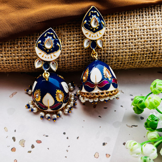 Classy Meenakari Dome Jhumkas Earrings