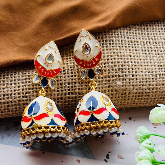 Classy Meenakari Dome Jhumkas Earrings