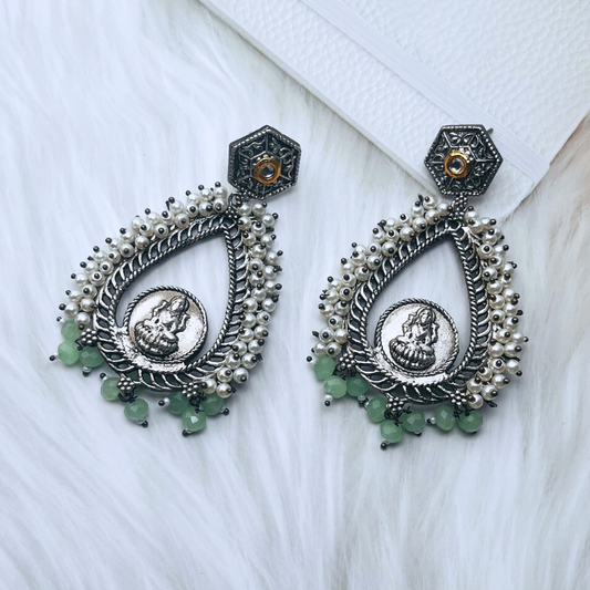 Premium Temple German Silver Drop Earrings