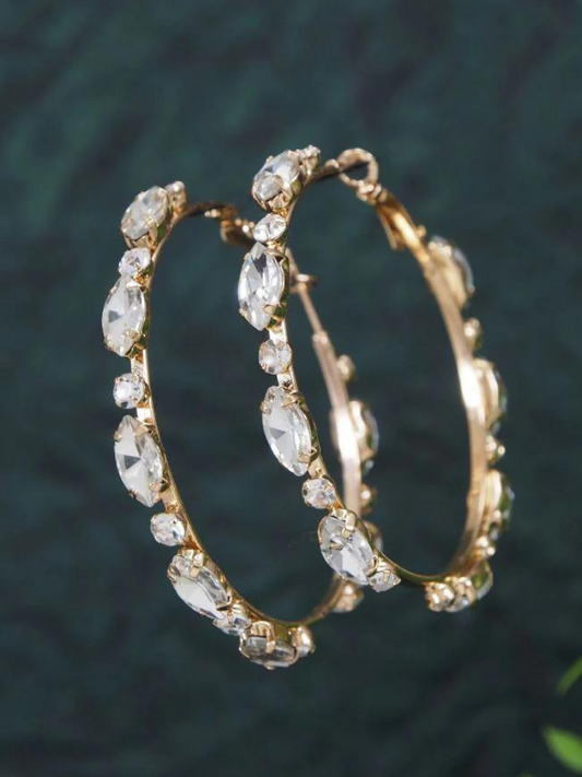 Gold Plated Studded Hoops Earring