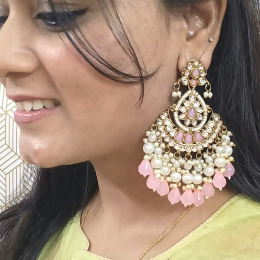 Baby Pink Kundan Earrings