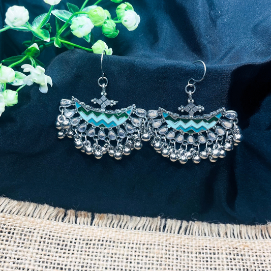 Silver-Toned Classic Chandbalis Earrings