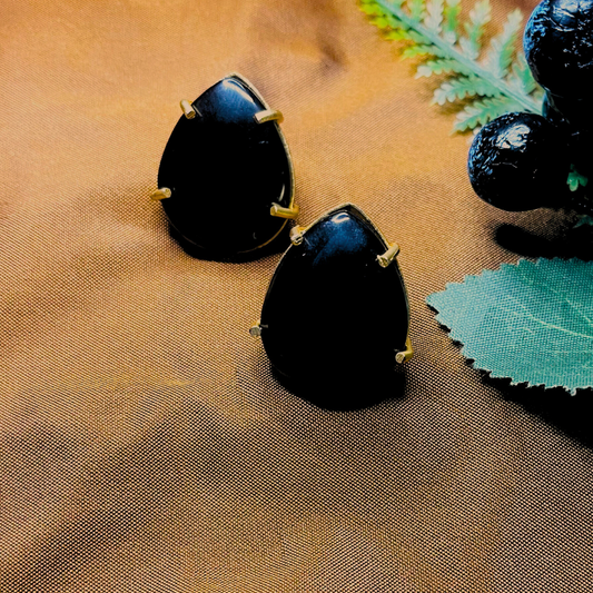 Black Monalisa Stone Studs Earrings