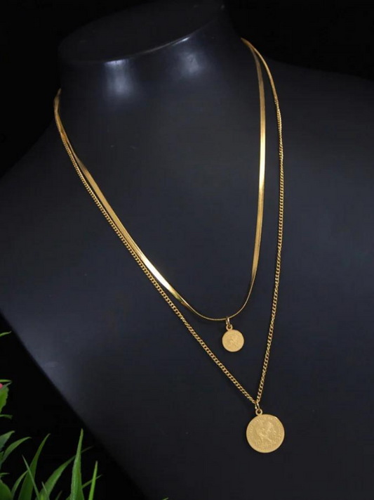 Gold Plated Layered Coin Necklace