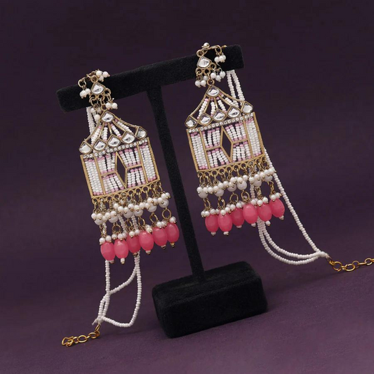 Pink Kundan Doli Earrings