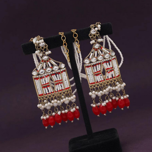 Red Kundan Doli Earrings