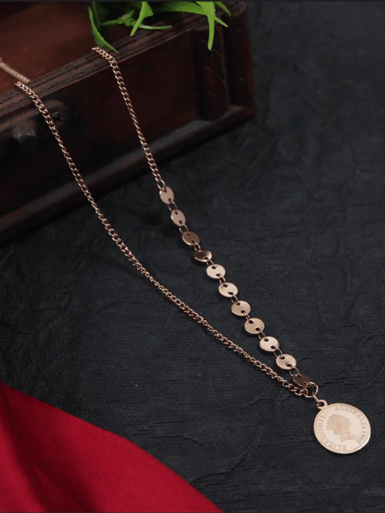 Rosegold Plated Elizabeth Coin Pendant Necklace