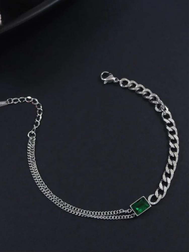 Stainless Steel Silver Plated Cuban Chain Bracelet