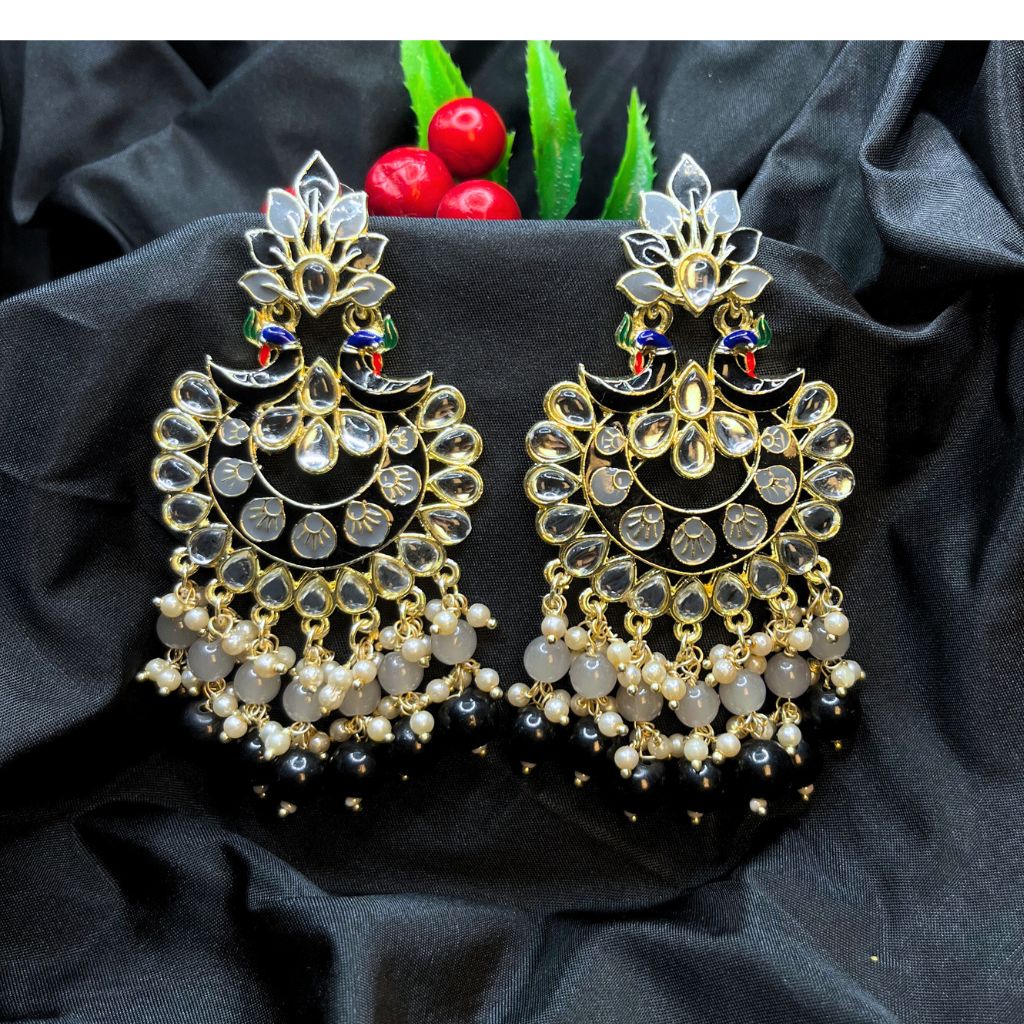 Black Meenakari Earrings