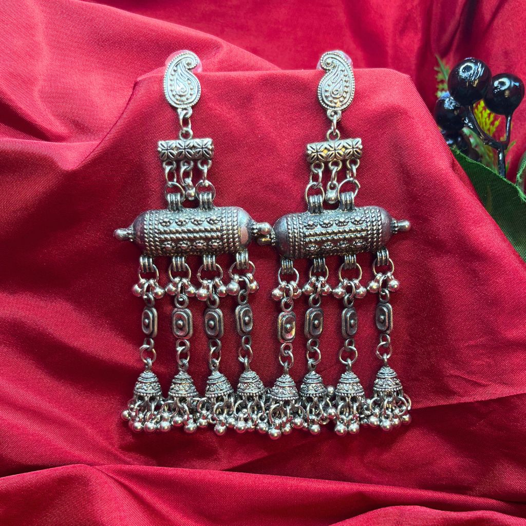 Oxidised Plated Dangler Earrings