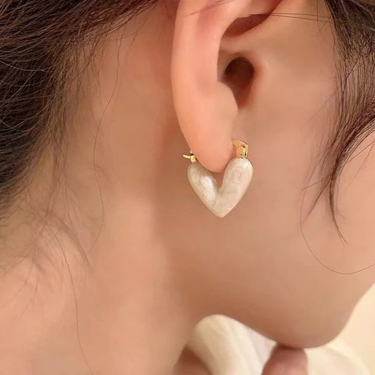 White Heart Shape Earrings