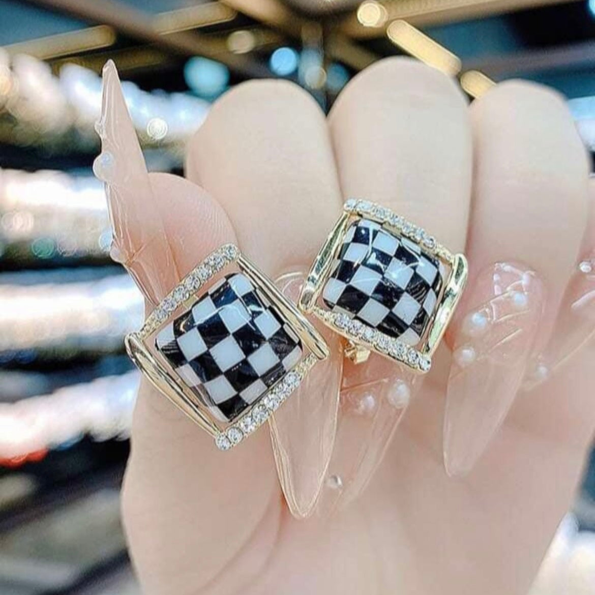 Chessboard Stud Earrings