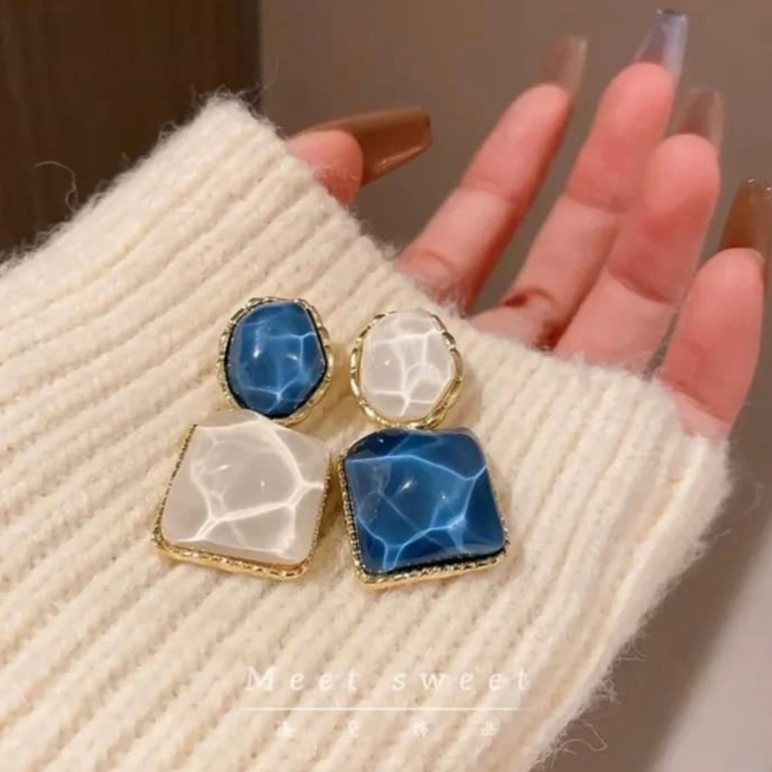 Unique Blue & White Earrings