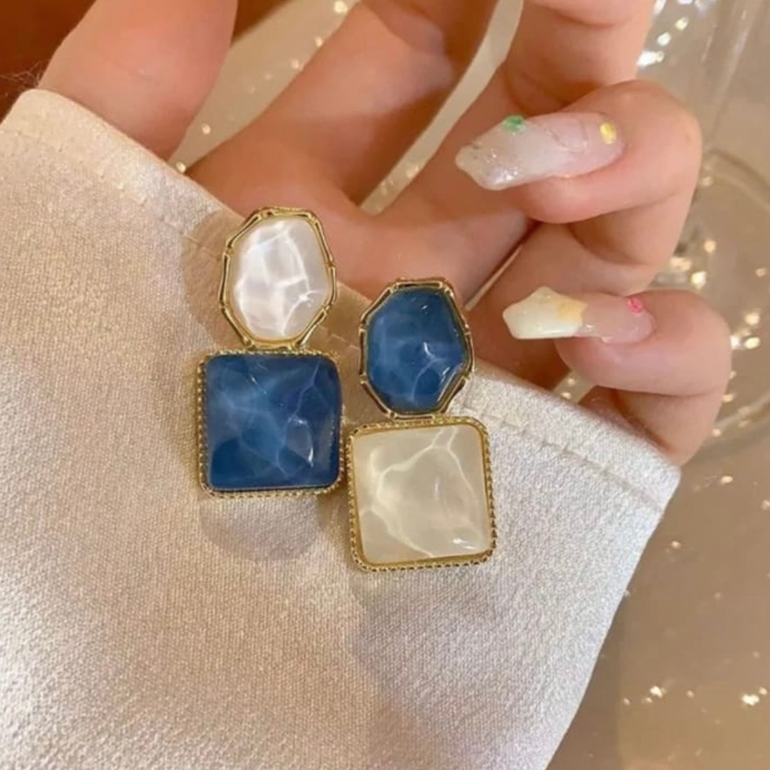 Unique Blue & White Earrings