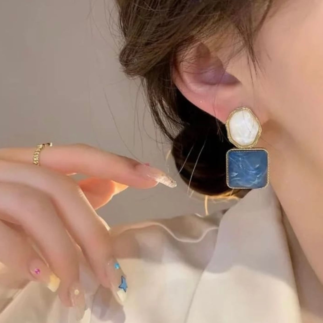 Unique Blue & White Earrings