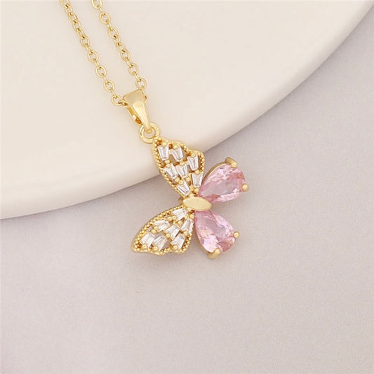 Pink Butterfly Necklace