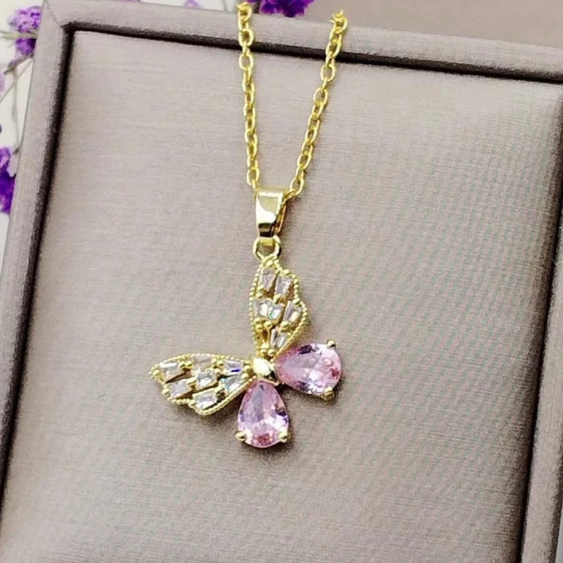 Pink Butterfly Necklace