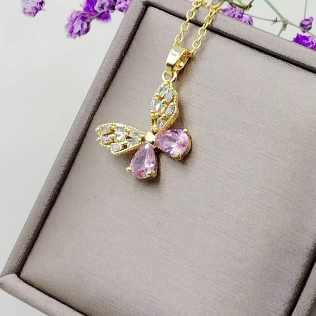 Pink Butterfly Necklace