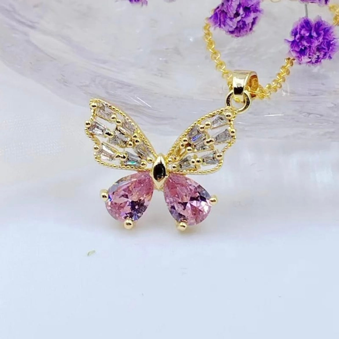 Pink Butterfly Necklace