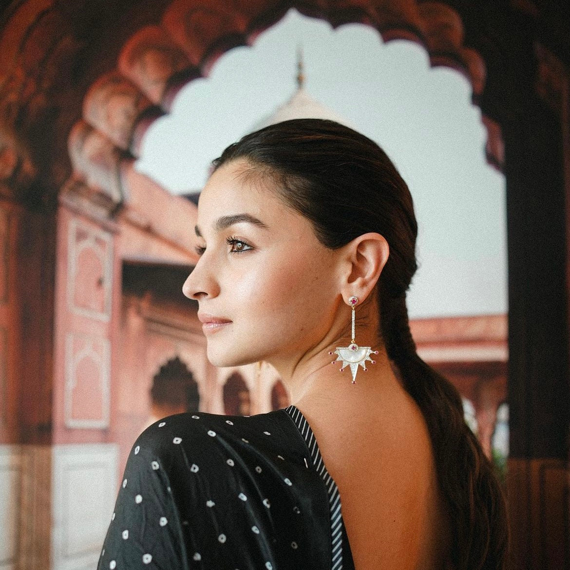 Alia Bhatt Inspired Ruby Pink Earrings