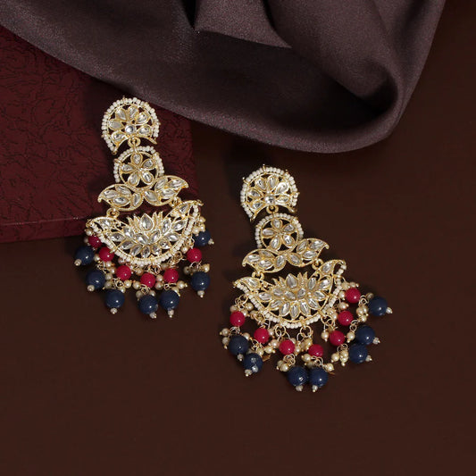 Blue & Pink Kundan Earrings