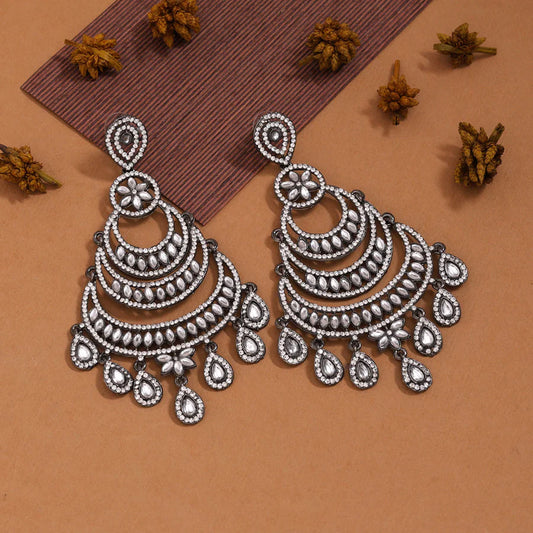 White Kundan Chandbali Earrings