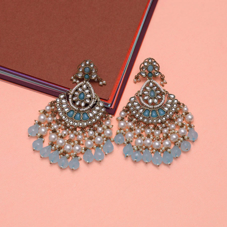 Sky Blue Kundan Earrings