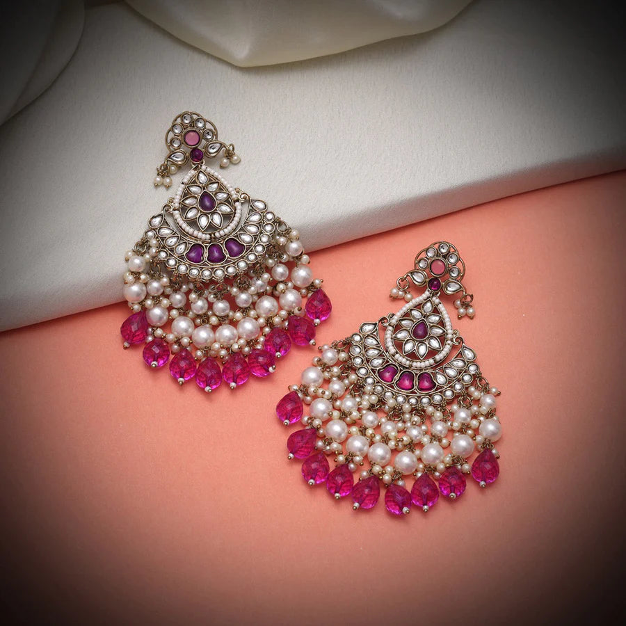 Rani Color Kundan Earrings