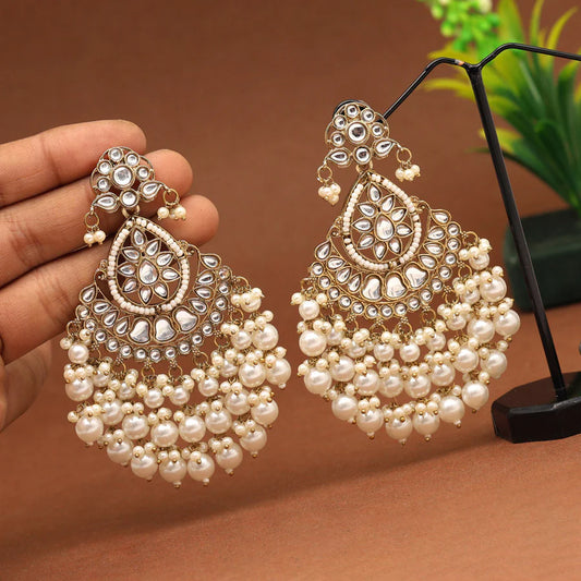 White Color Kundan Earrings