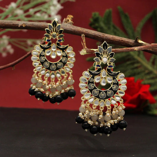 Black Meenakari Earrings