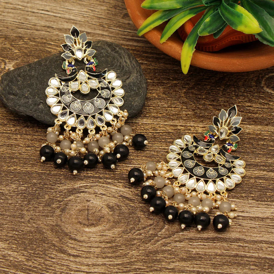 Black Meenakari Earrings