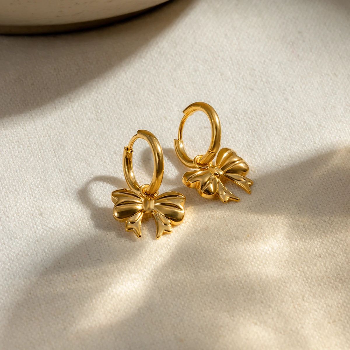 Luxe 18k Gold Bow Drop Earrings