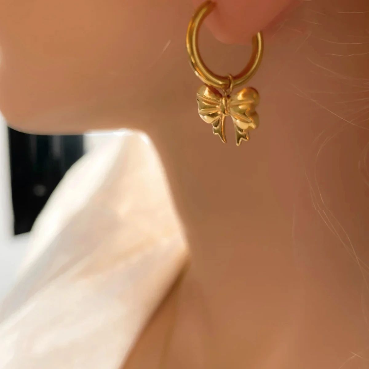 Luxe 18k Gold Bow Drop Earrings