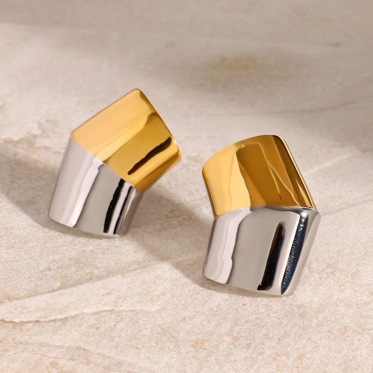 18k Gold Plated Dual Tone Designer Studs