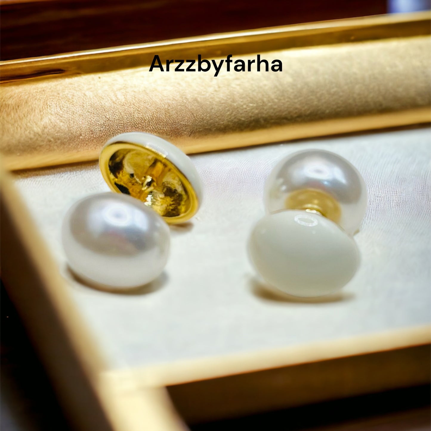 Cream Enamel Back Pearl Studs