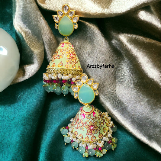 Celebrity Style Meena Jhumka Earrings